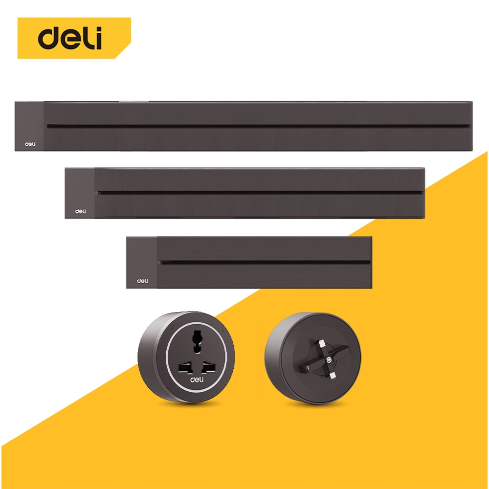 [ฟรีอแดปเตอร์] Deli รางปลั๊กไฟเลื่อนได้ รางปลั๊กไฟติดพนัง กำลังไฟ8000W วัสดุไม่ลามไฟ พร้อมแถบกันฝุ่นอัจฉริยะ Power Track – โปรปัง