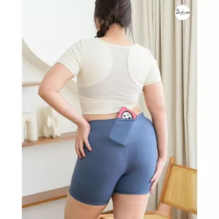 Bigbraco-HI110 (ไซซ์ M-4XL) กางเกงออกกำลังกายขาสั้น มีกระเป๋า กางเกงวิ่ง ฟิตเนส พิลาทิส โยคะ ว่ายน้ำ