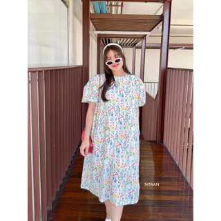 NITAAN 🪆DOLLY DRESS มี2ไซส์ เดรสคอตตอนมีซับ แขนบอลลูน ทรงสวยใส่ง่ายตัดต่อแพทเทิร์นสุดจะเกร๋ ใส่ไปได้ทุกที่ ต้องละป่ะ