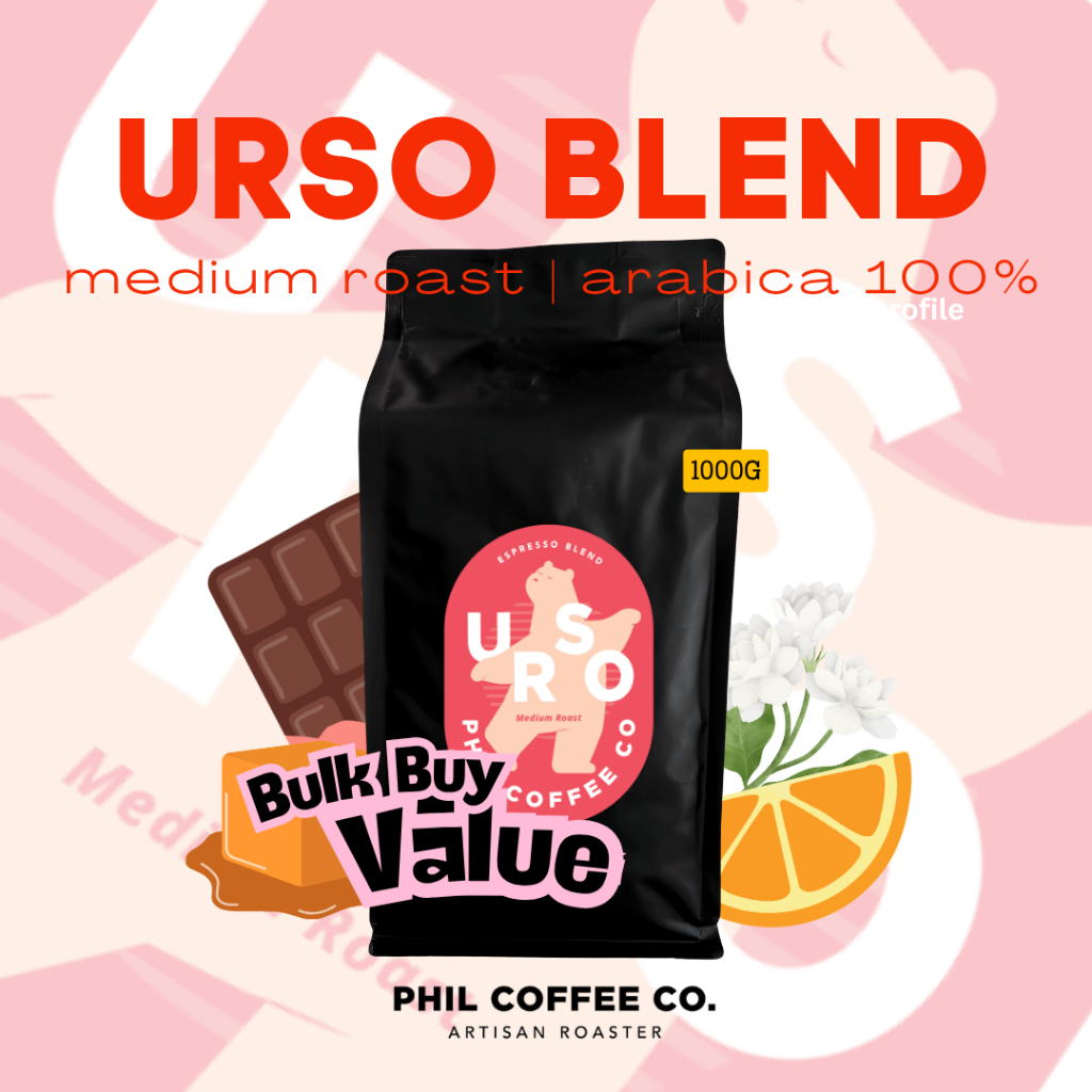 เมล็ดกาแฟคั่วกลาง Urso Coffee 1kg (Medium Roast) อาราบิก้า 100%
