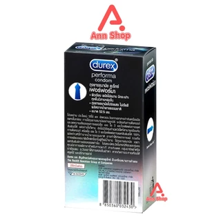 Durex Performa ถุงยางอนามัย ดูเร็กซ์ เพอร์ฟอร์มา ถุงยาง มีสารชะลอการหลั่ง ขนาด 52.5 มม. บรรจุ 10 ชิ้น [1 กล่อง] JJ 6301