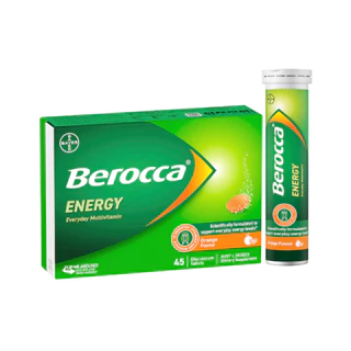 Berocca Vitamin B & C Orange Flavour Energy 45 pack รสส้ม/เบอรี่/มะม่วงและส้ม/ราสเบอร์รี่แบล็คเคอแรนท์