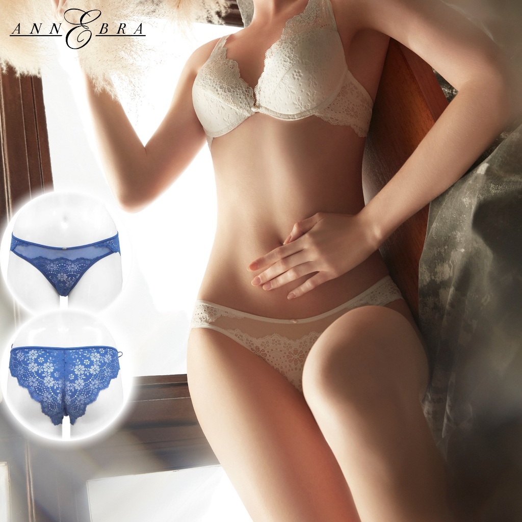 Annebra กางเกงในลูกไม้ ทรงบิกีนี่ ผ้าลูกไม้ยืด Bikini Lace Panty รุ่น AU3-956