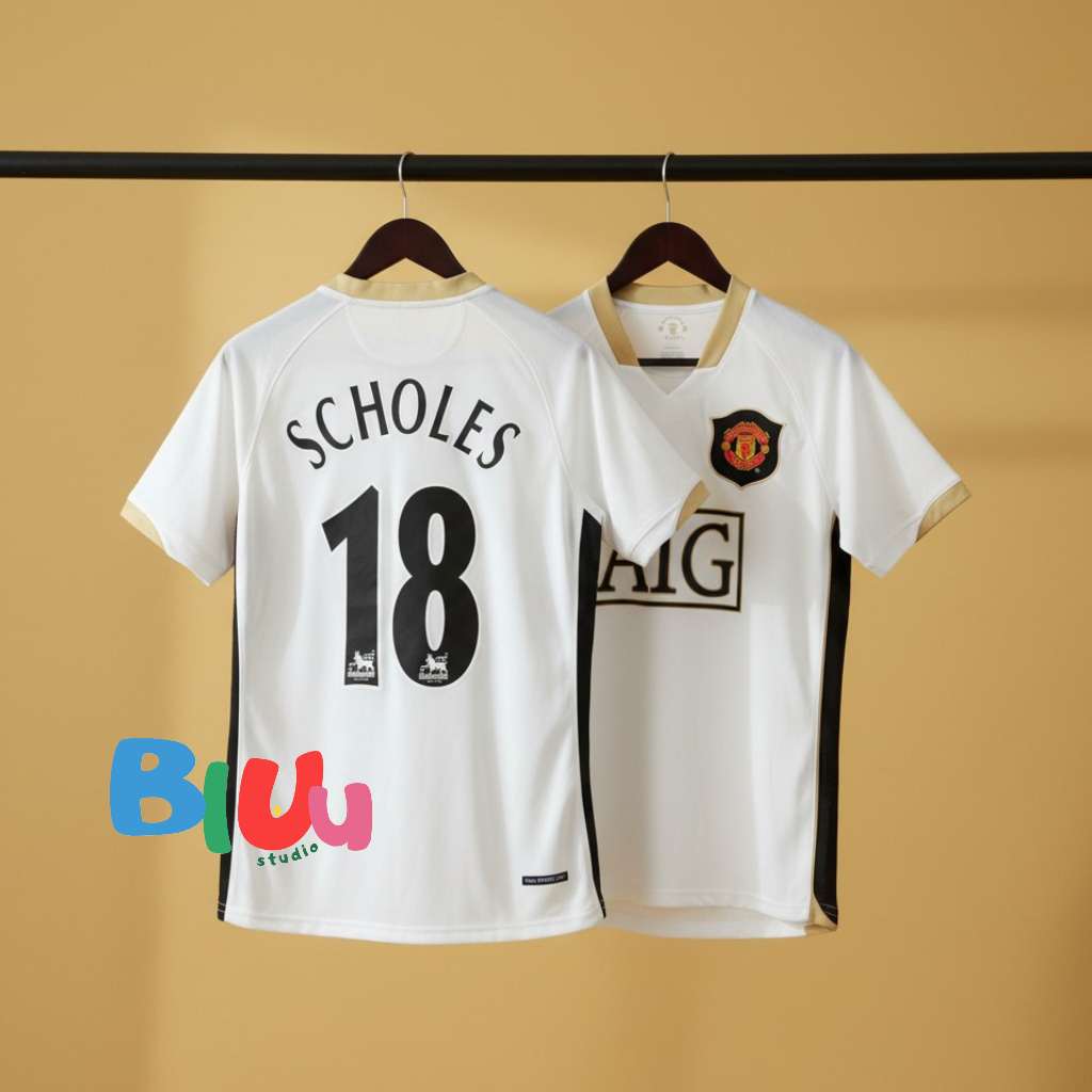 เสื้อฟุตบอลย้อนยุค Retro llมuยู เยือน Away ปี 2006-07 (3A) พร้อมเบอร์ชื่อนักเตะเป็นแบบกำมะหยี่อย่างดี ติดแน่น พรีเมี่ยม