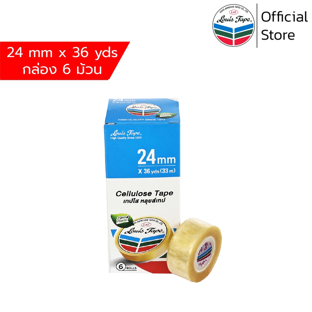LOUIS TAPE شريط سيلولوز 24 مم × 36 ياردة (6 لفات) — صورة 2