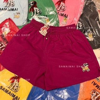 กางเกงขาสั้น เอวยืดงานปักน้องหมา เนื้อผ้าร่มเกาหลี #365