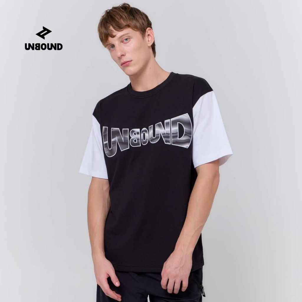 UNBOUND RIPPLE ART CONTRAST OVERSIZE TEE เสื้อยืดผู้ชายปักโลโก้ UNBOUND (เฉพาะเสื้อ)