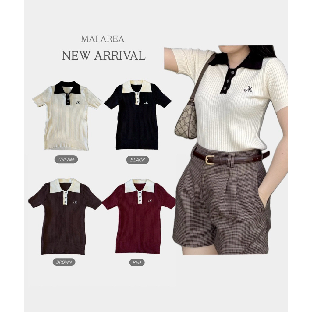 ✿MAI AREA✿ 128 เสื้อปักอักษร M ไหมพรมผ้านิ่ม