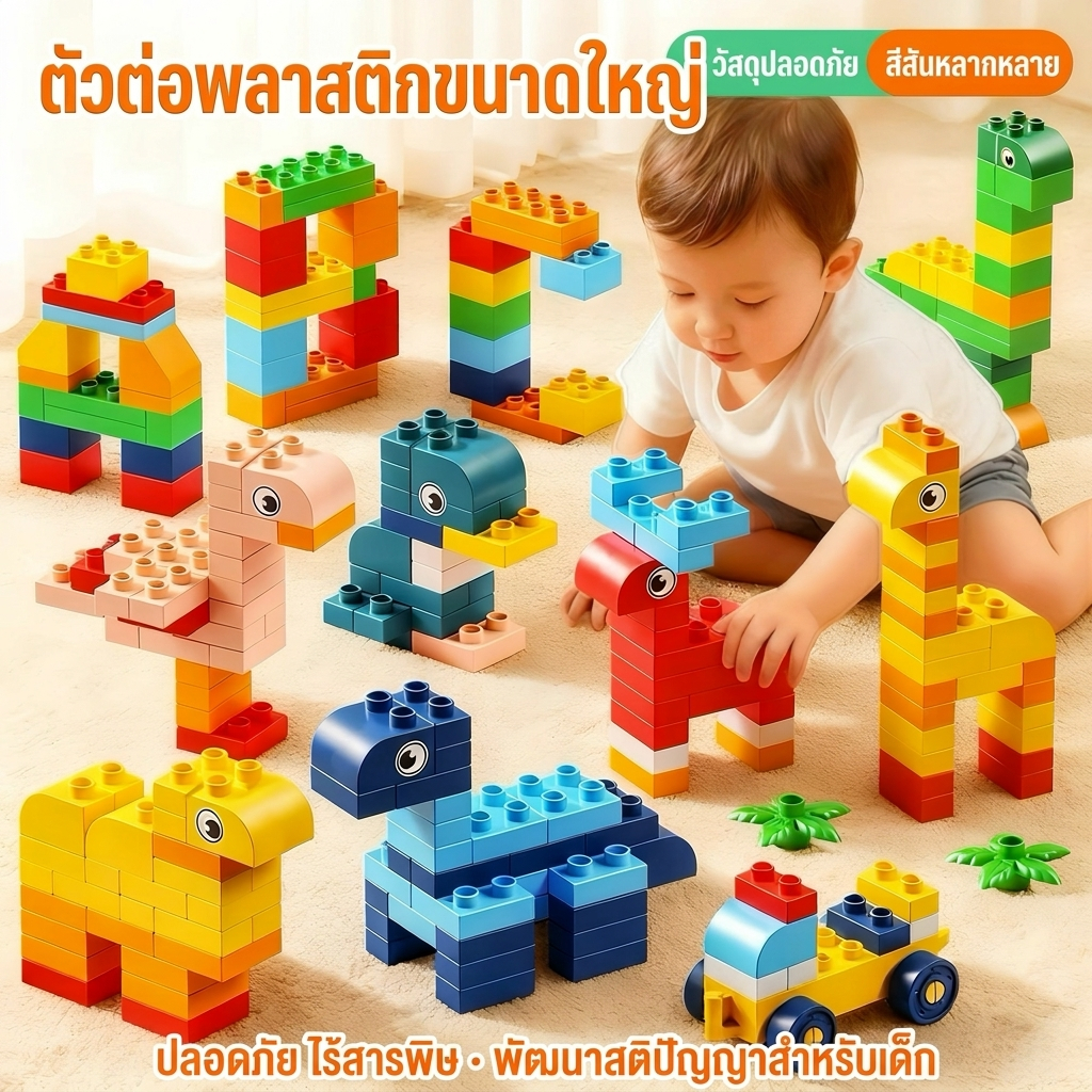 เกมตัวต่อ ตัวต่อสร้างบ้านหลากสี Toys เสริมสร้างสมาธิเด็กตัวต่อ ประกอบง่าย สามารถทำเป็นรูปทรงต่างๆ