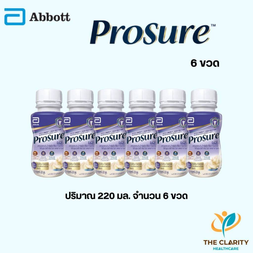 (เซตสุดคุ้ม 6 ขวด) Prosure โปรชัวร์ 220 มล.สูตรโปรตีนสูง มี EPA Abbott พร้อมดื่ม