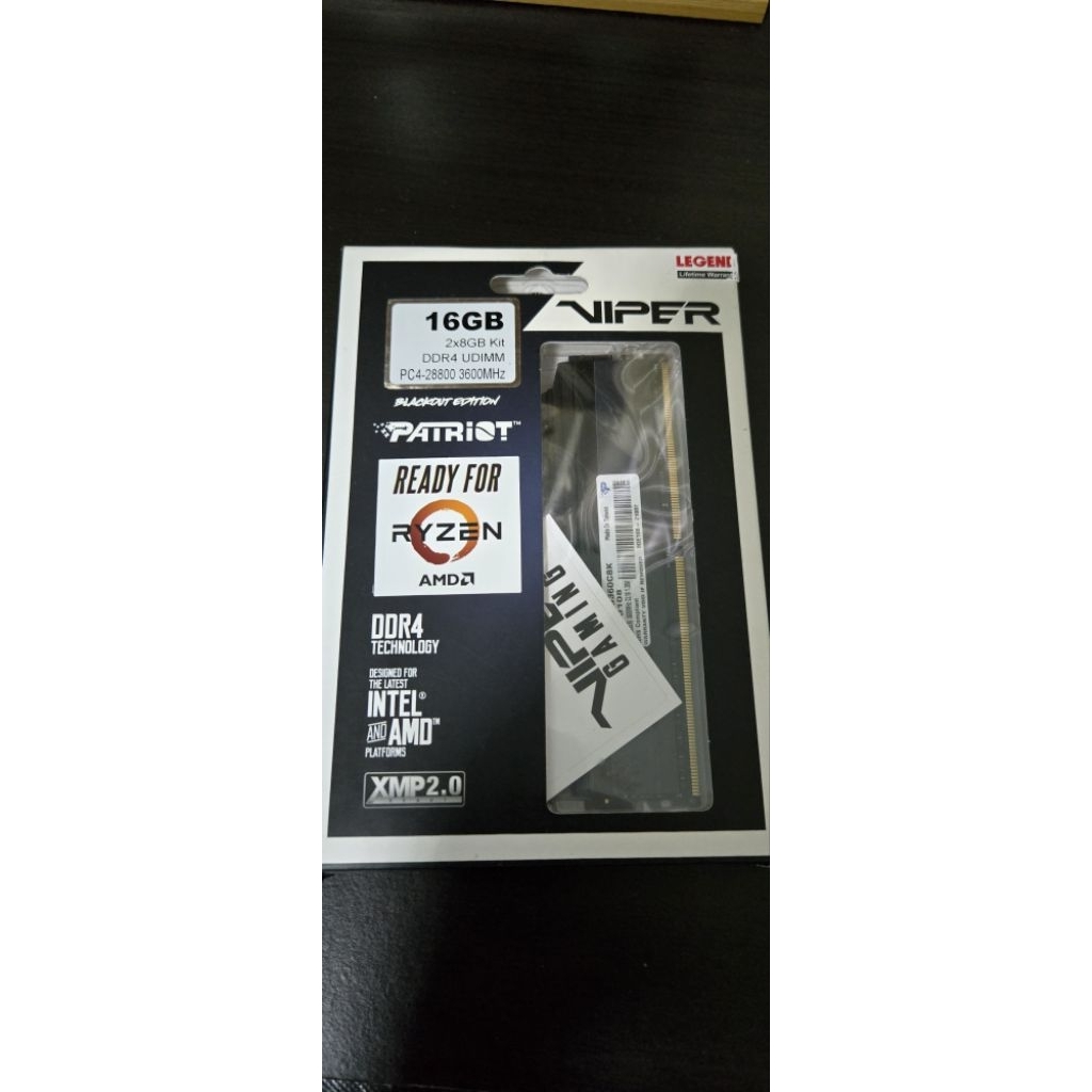 Viper 4 Blackout ram ddr4 16GB(8×2) bus 3600 (เป็นของมือสอง)