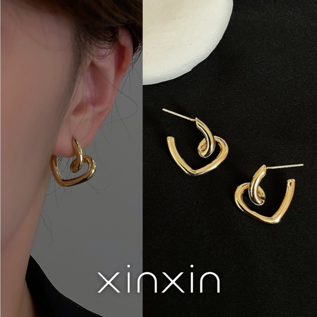 XINXIN พร้อมส่งจากไทย ต่างหูเงินแท้ S925 ต่างหูหัวใจสไตล์เกาหลี23