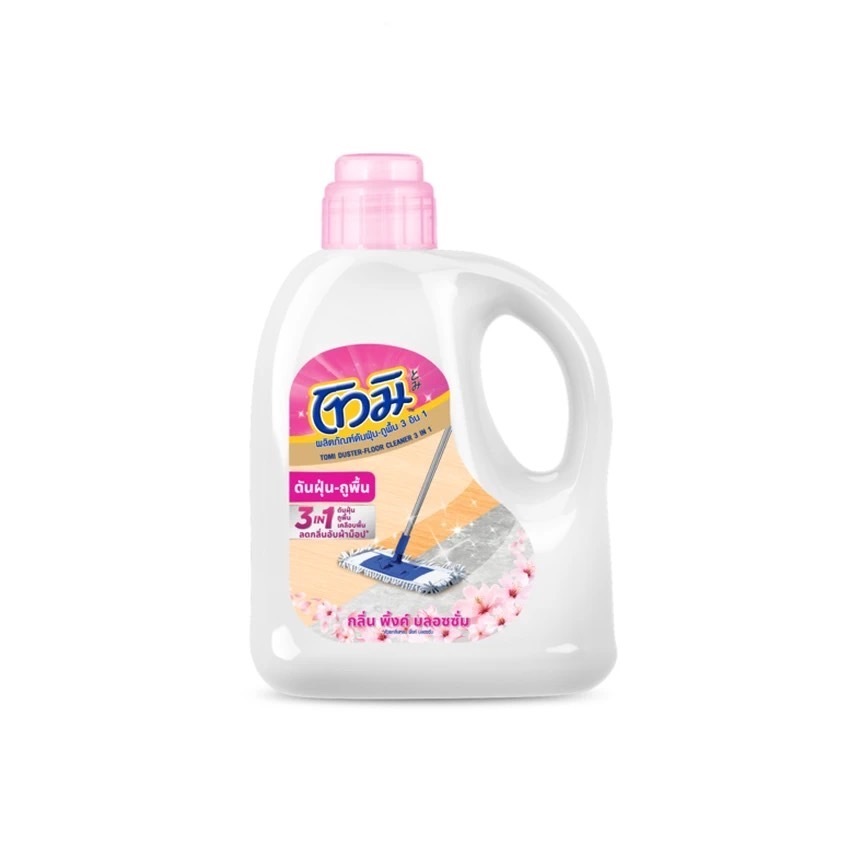 TOMI น้ำยาดันฝุ่น-ถูพื้น 3IN1 รุ่น กลิ่นพิ้งค์บลอซซั่ม สีชมพู ขนาด 850 มล.