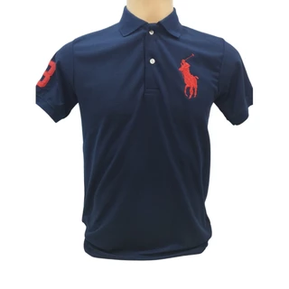 เสื้อคอปกโปโลสีพื้น ม้าใหญ่ ปักแขนเลข 3 งานพรีเมี่ยม ผ้าไม่ร้อน ผ้าไม่เละไม่ย้วย