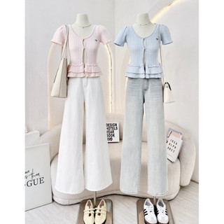 NN767 เสื้อไหมพรมผ่าหน้า กระดุม2เม็ด WA YA 🌻