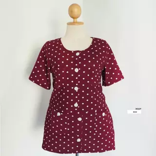 ANNNEW ชุดเซ็ทผ้ายืดมูลเวฟเสื้อคลุมลายจุด+กางเกงกระโปรง 3022T