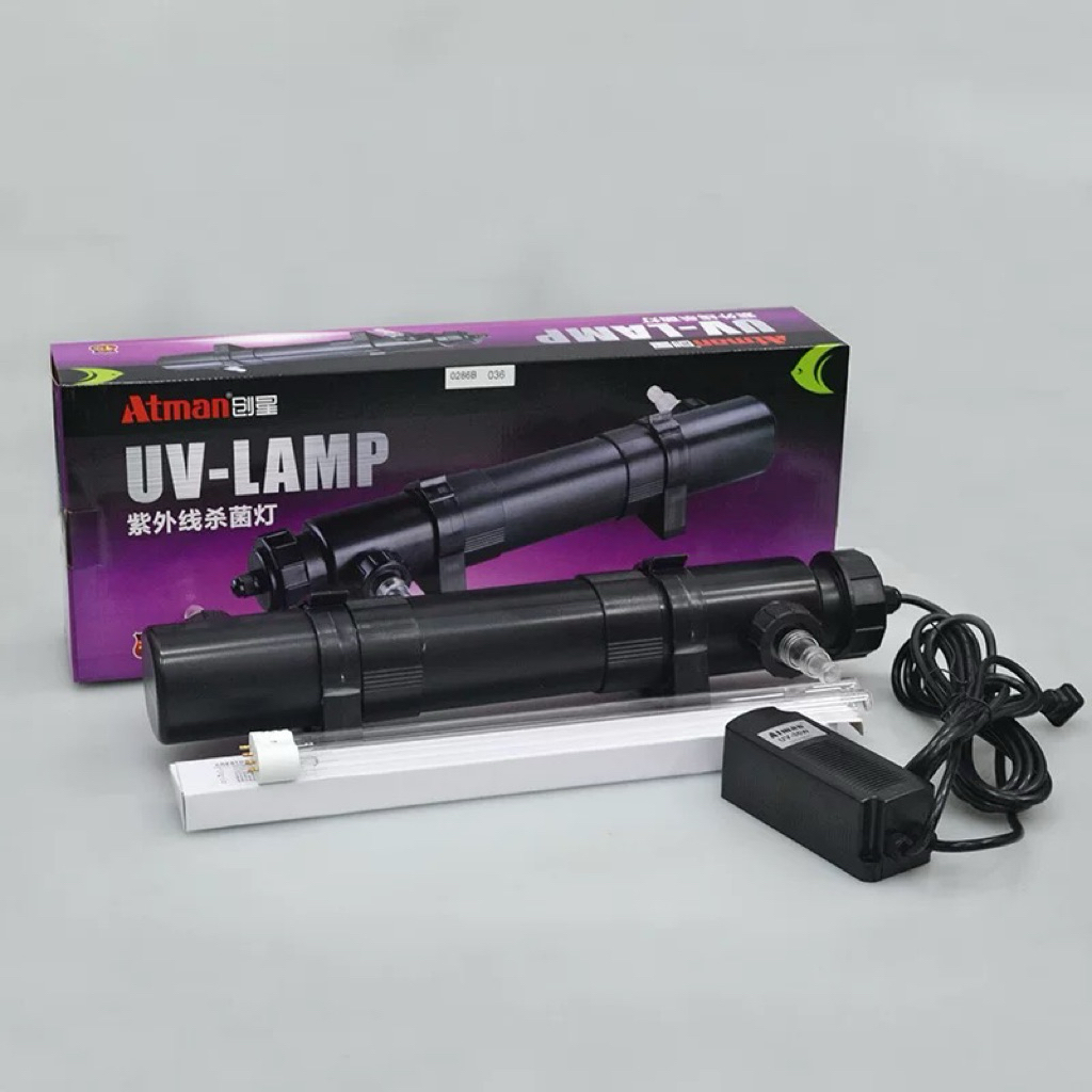 หลอด uv แท้ ตู้ปลา ฆ่าเชื้อโรค ATMAN​ UV lamp รุ่น UV-5W/ UV-9W/ UV-11W/ UV-18W/ UV-36W ลดการเกิดตะใ