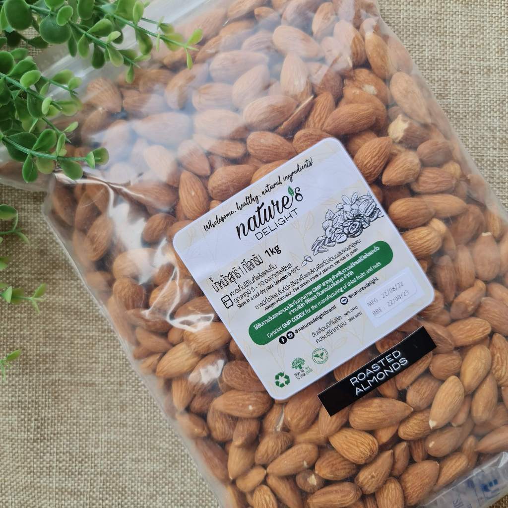 Nature's Delight Roasted Whole Almonds 1kg Bulk Pack / อัลมอนด์ (อบ/มีผิว)1 กก ตราเนเจอร์ส ดีไลท์