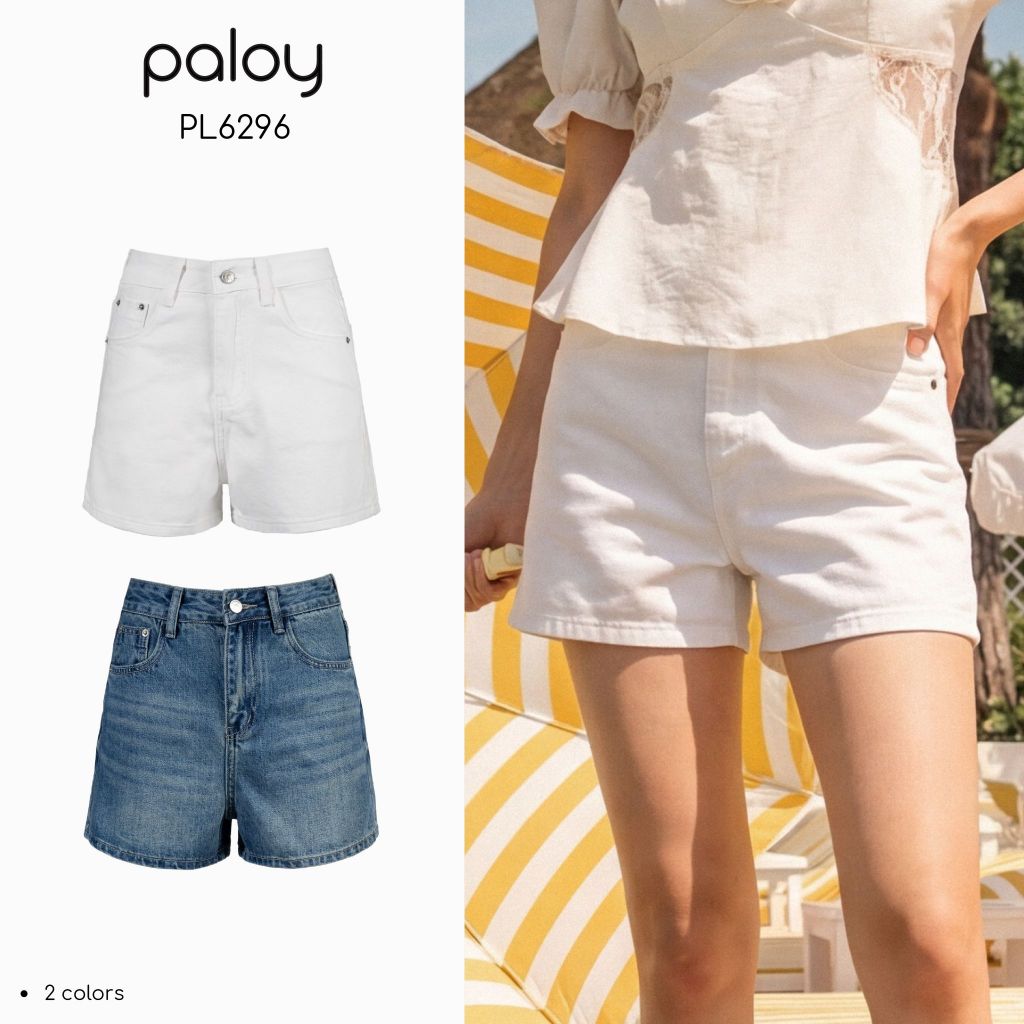 Paloy - PL6296 Endless Summer Shorts กางเกงยีนส์ขาสั้นกระเป๋าหลังปั๊มนูน Paloy Studio (Endless Summer)