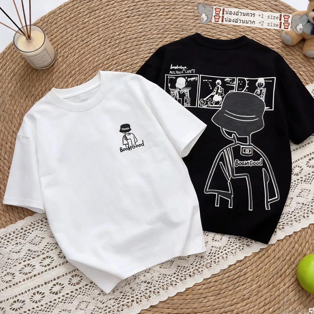 เสื้อยืดแขนสั้นเด็ก เสื้อแขนสั้นเด็ก งานแฟชั่น สไตล์เกาหลี ผ้านิ่ม ทรงหลวม พร้อมส่ง
