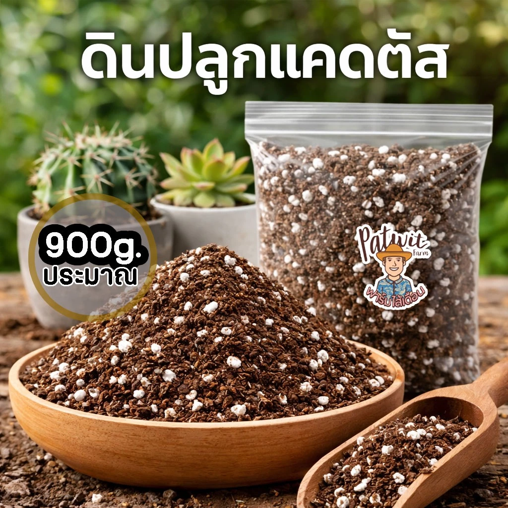 ดินปลูกแคคตัส ไม้อวบน้ำ รากเดินสะดวก ดินโปร่ง ระบายน้ำไว ใส่กระถาง8นิ้วพอดี น้ำหนักประมาณ900กรัม