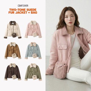 CO0984 TWO-TONE SUEDE FUR JACKET + BAG