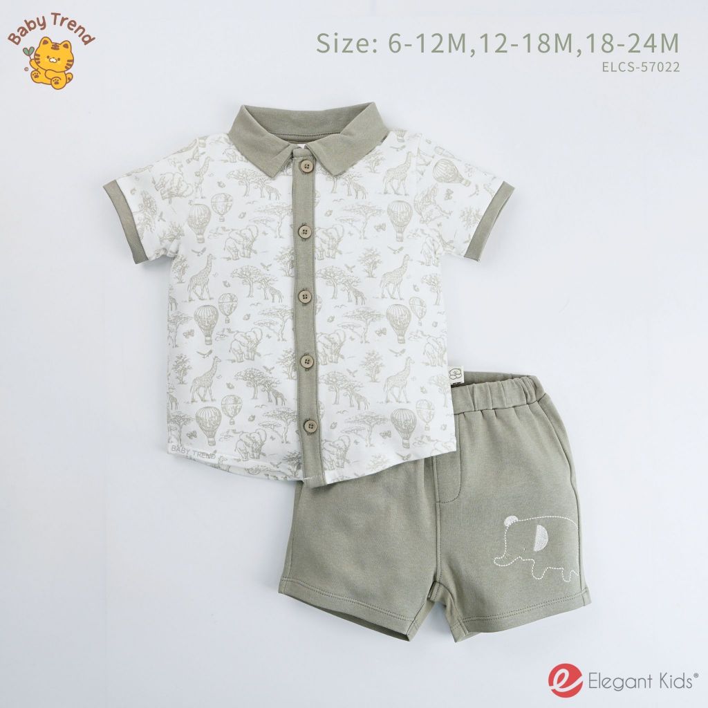 Elegant Kids ชุดเด็กผู้ชาย 6-24เดือน ชุดเสื้อเชิ้ตแขนสั้น กางเกงสั้น ลายElegantLand | Babytrend