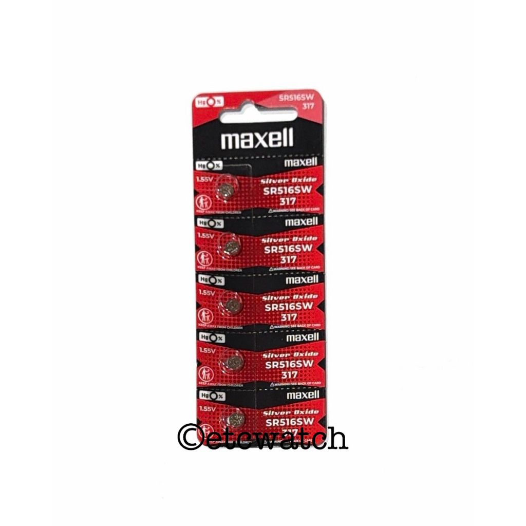 พร้อมส่ง> ถ่านกระดุม Maxell SR516SW / 317 1 แผง 5 ก้อน