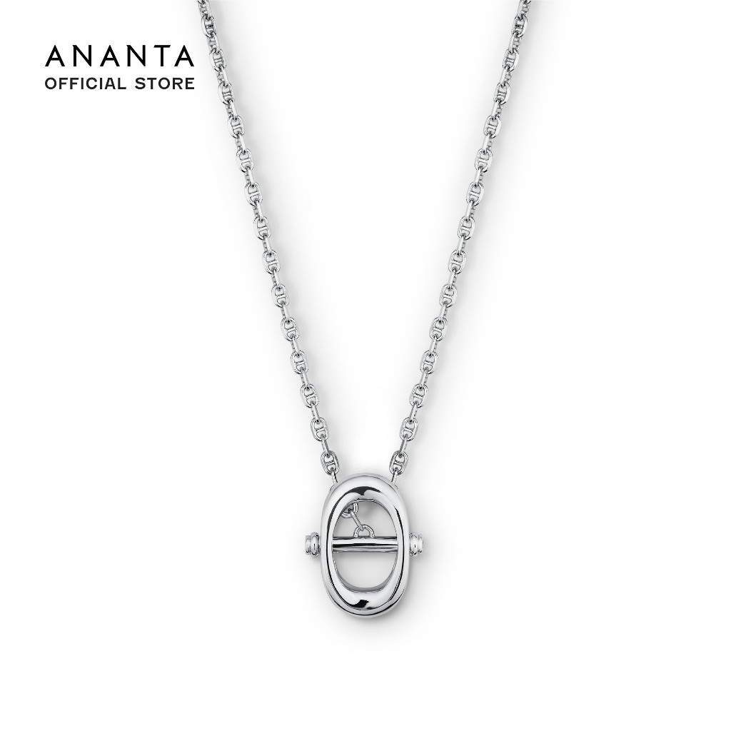 ANANTA Ouroboros Necklace สร้อยคอฝังเพชรแล็บ เงินชุบทองขาว