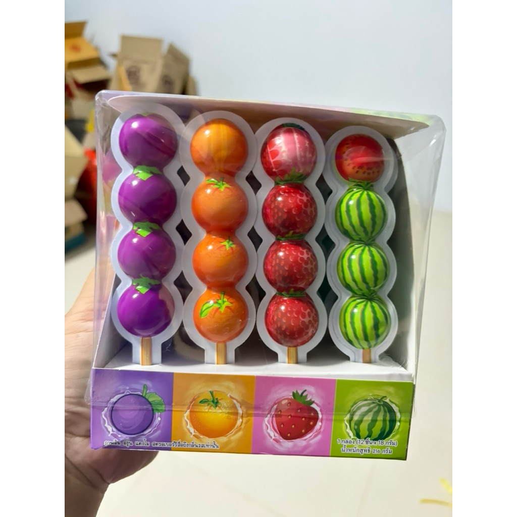 เยลลี่ถังหู่ลู่ เสียบไม้ รสผลไม้รวม 12 ชิ้น