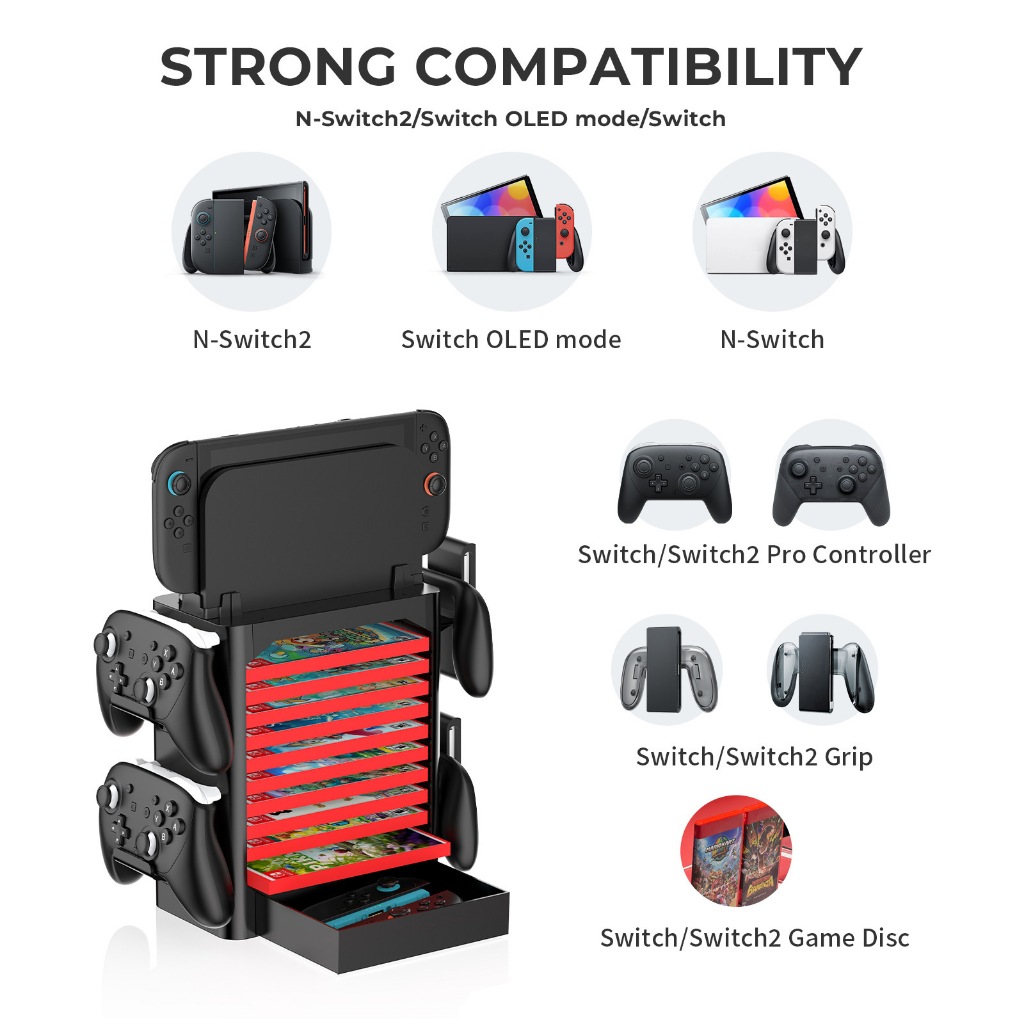 Switch2/Switch/Switch Oled Universal Multi-Function Handle Base Storage Bracket