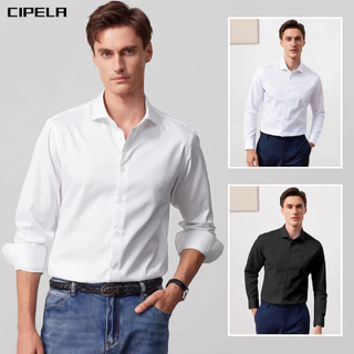 CIPELA เสื้อเชิ้ตแขนยาวชาย สีพื้น เสื้อเชิ้ตชาย เชิ้ตทำงาน เชิ้ตลำลองชาย ผ้านิ่ม ใส่สบาย ยับยาก ผ้าไม่ร้อน