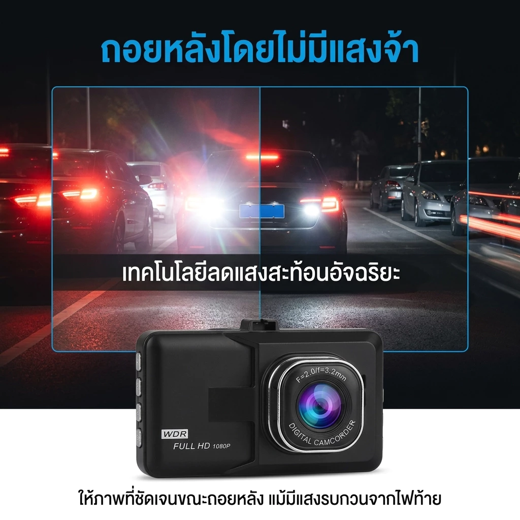 กล้องติดรถยนต์หน้า/หลัง รุ่น บันทึกภาพ Full HD 4K เลนส์มุมกว้าง 270/กล้องติดรถยนต์หน้าหลัง thumbnail 3