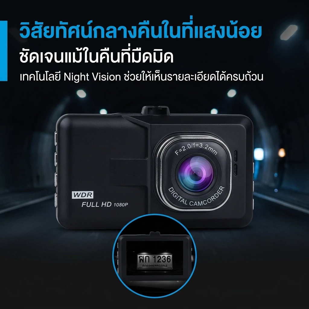 กล้องติดรถยนต์หน้า/หลัง รุ่น บันทึกภาพ Full HD 4K เลนส์มุมกว้าง 270/กล้องติดรถยนต์หน้าหลัง thumbnail 6