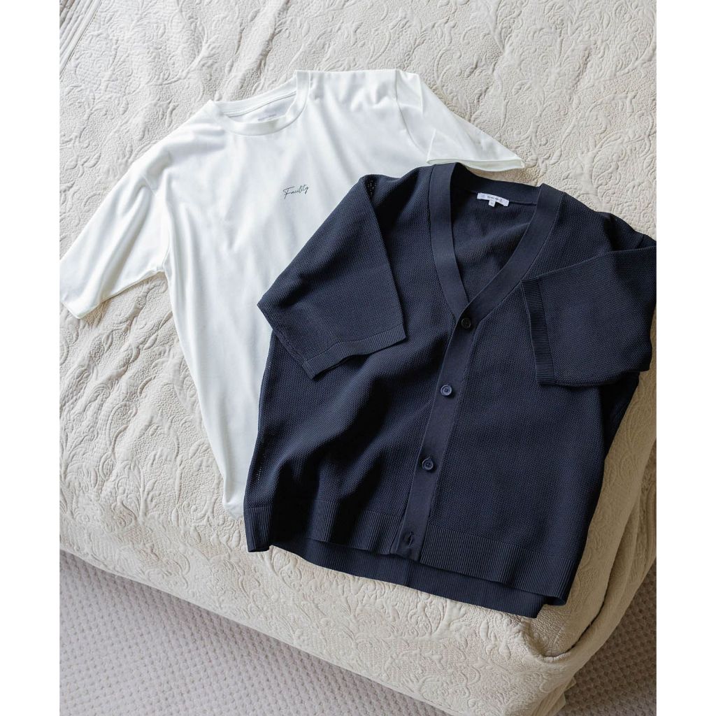 GLOBAL WORK เซ็ตเสื้อคาร์ดิแกนและเสื้อยืด น้ำหนักเบา ระบายอากาศดี Tokutoku 2Set 3/4 Sleeve Cardigan & Printed T-Shirt