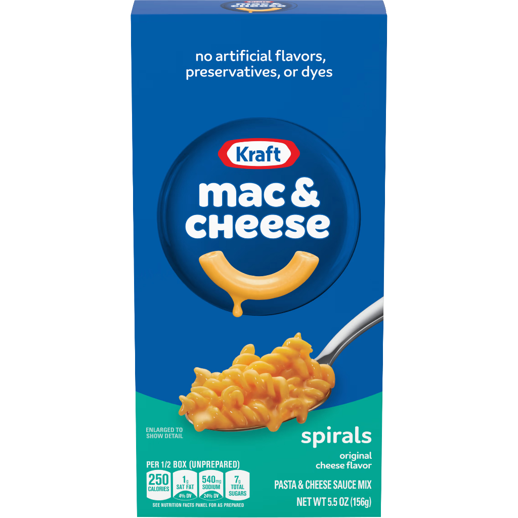 Kraft Macaroni And Cheese Dinner Cheesy Spirals 156g คราฟท์ มักกะโรนีชีส (แบบเกลียวชีส)
