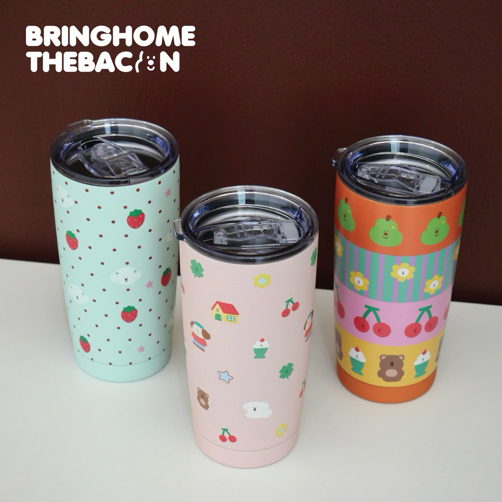 Bringhome Tumbler แก้วน้ำเก็บความร้อน เย็น ฝาปิดแน่น น้ำไม่หก *สินค้าไม่รวมหลอด* (600 ml)