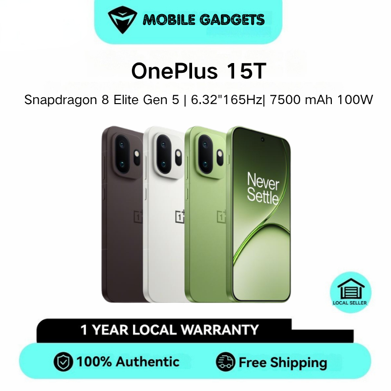 OnePlus 15T | Snapdragon 8 Elite Gen 5 (3 nm) | 6.32” 165Hz 1216 x 2640 pixels | 7500 mAh 100W wired