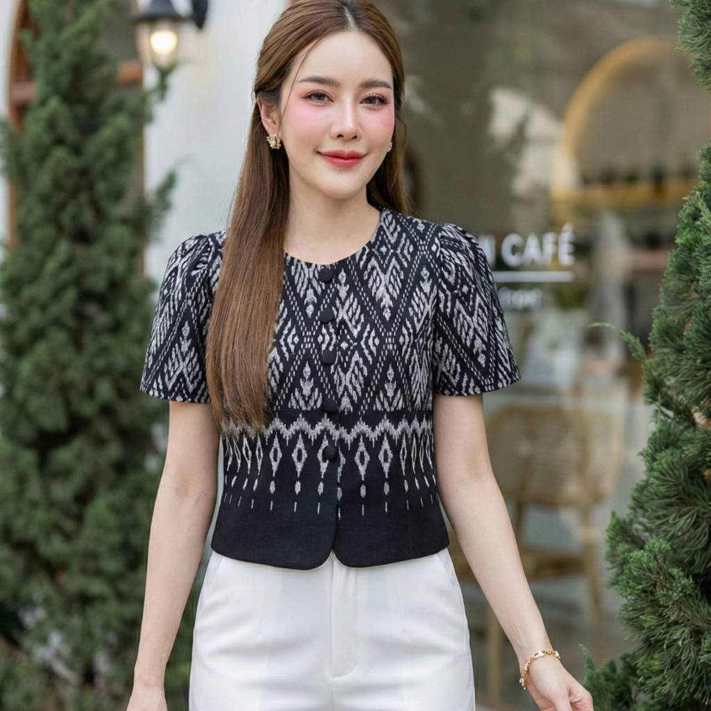 เสื้อคอกลม 36 38 40 42 44⭐ผ้าฝ้ายเชียงใหม่ พื้นเมือง ใส่ทำงานได้ มีบริการเก็บปลายทาง