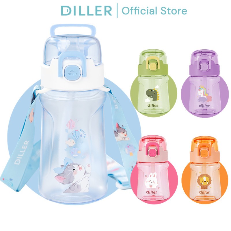 Diller ขวดน้ํา 400มล./550มล. พร้อมหลอดพร้อมหลอด Tritan, Bpa Free, Db-007