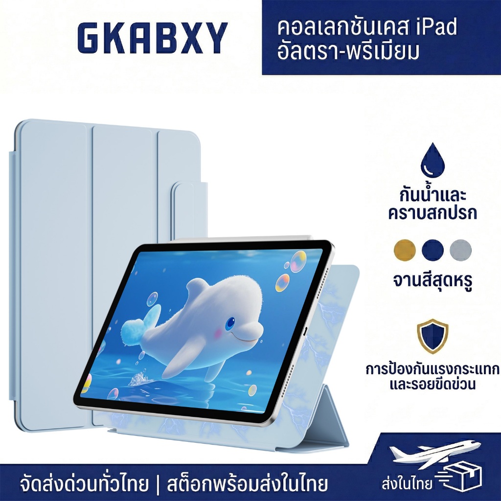 GKABXY 2-in-1 ถอดแยกได้ เคสป้องกันอัจฉริยะ ใช้สำหรับ iPad Air 4-5th/M2/M3/M4 10/11th 11"  Air M2/M3  Pro 4th-6th 13"