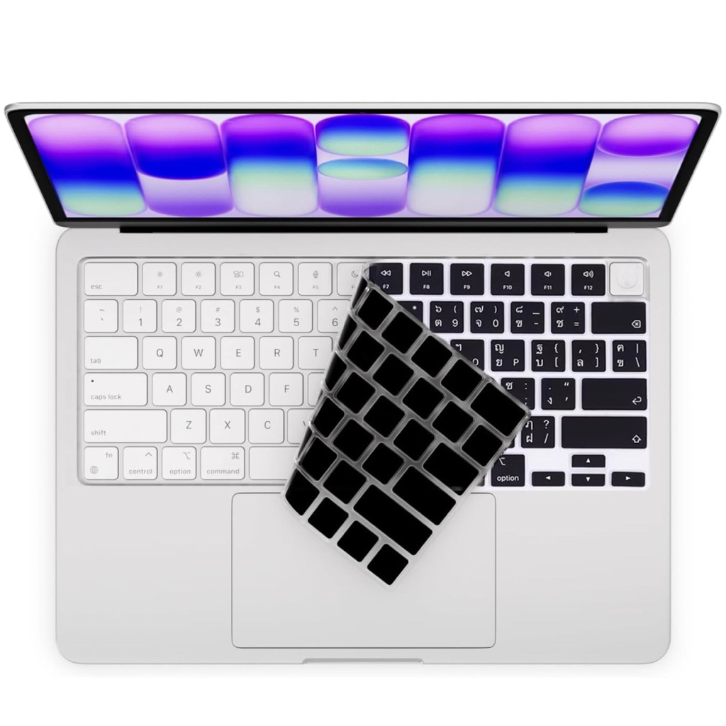 Silicone Keyboard Cover MacBook Neo 13 2026 A3404 ภาษาไทย English สีดำ เว้นTouch ID ซิลิโคนคีย์บอร์ด
