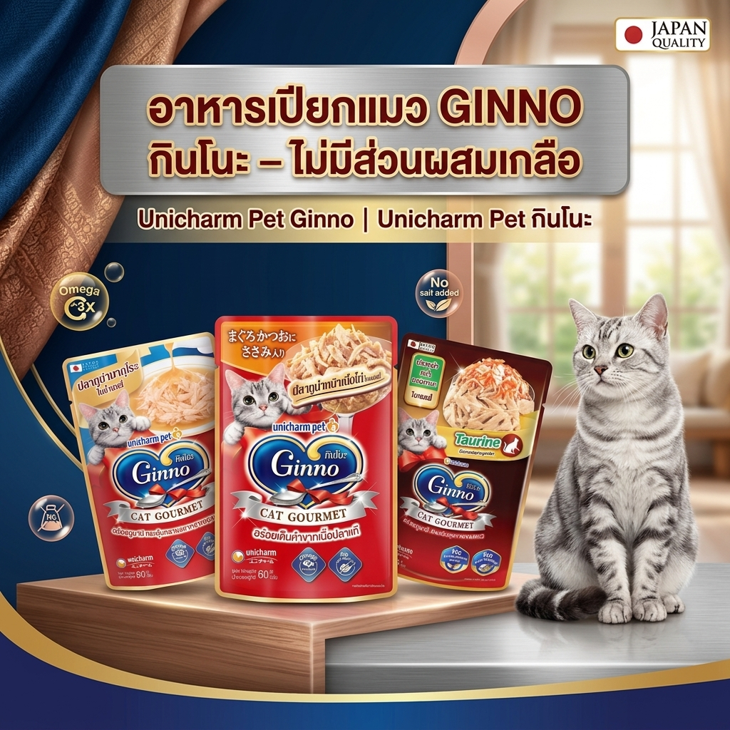อาหารเปียกแมว GINNO กินโนะ [1ซอง]