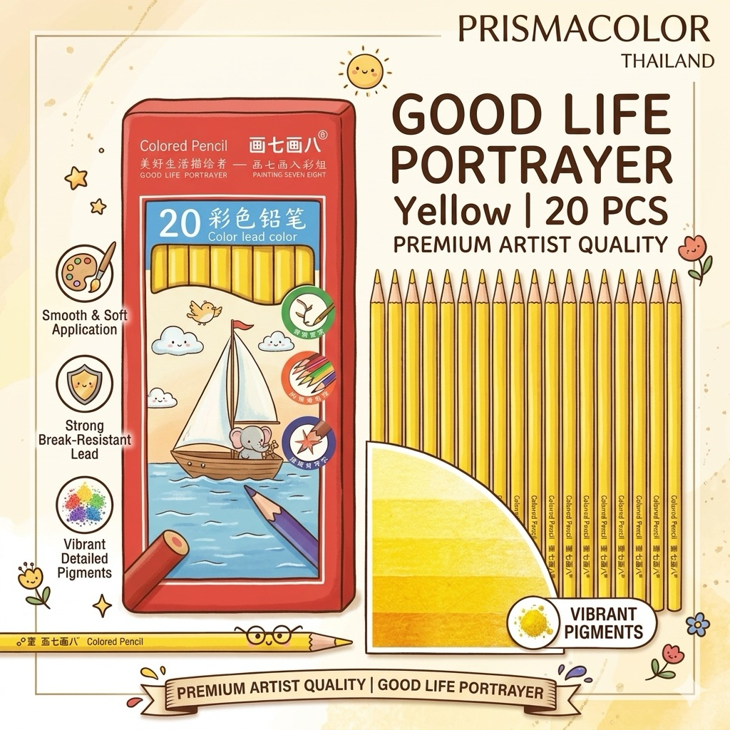 ดินสอสีไม้ Good Life Portrayer สีเหลือง (Yellow) จำนวน 20 แท่ง