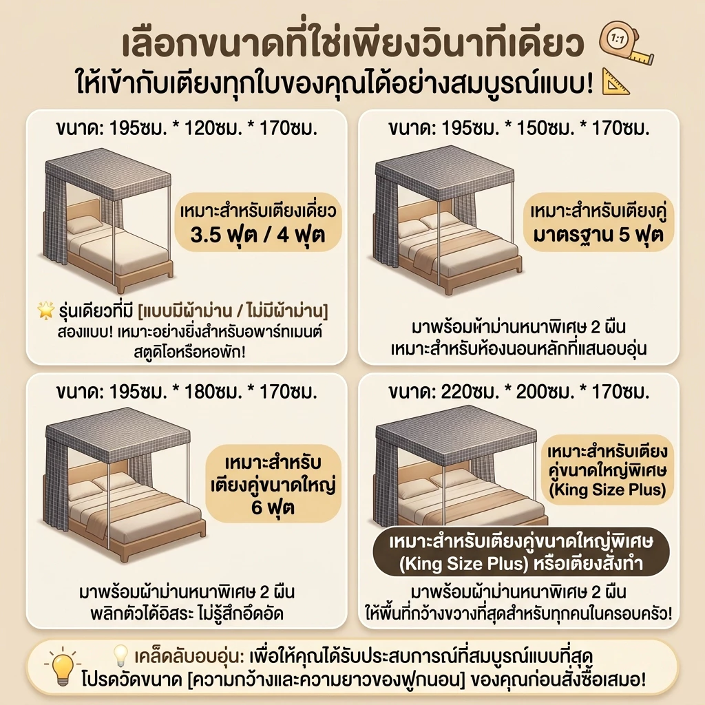 BOENIN มุ้งครอบผู้ใหญ่ 3.5ฟุต/4ฟุต/5ฟุต/6ฟุต/6.6ฟุต กันยุงและแมลง thumbnail 9