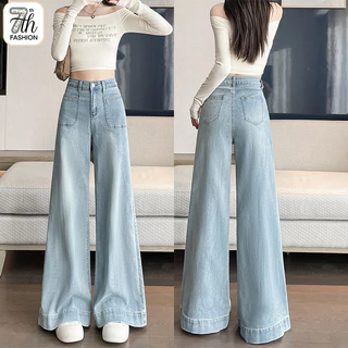 👖 S-5XL กางเกงยีนส์เอวสูงสำหรับผู้หญิง สีฟ้าอ่อน ดีไซน์ขาตรงวินเทจ ใส่สบาย ดูดีเข้ากับทุกสไตล์