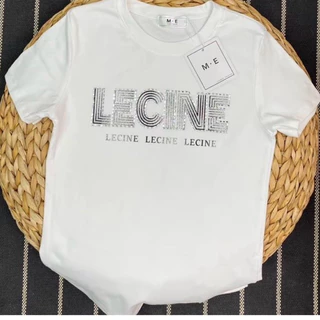 เสื้อยืดคอกลมแขนสั้น รีดเพชรลาย LECINE ป้าย ME