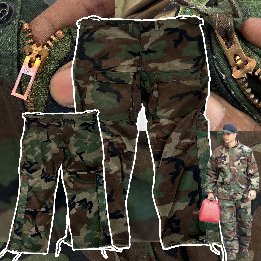 กางเกงทหาร (Chemical Protective Trousers) กองทัพสหรัฐฯ ลายพราง Woodland (M81) กางเกงวินเทจ มี 1ตัว ส