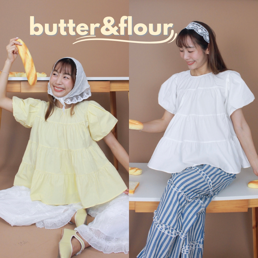 (S-3XL) CHAWY Butter & Flour Bun Blouse 🍞 C4792 เสื้อแขนพอง เสื้อตุ๊กตา