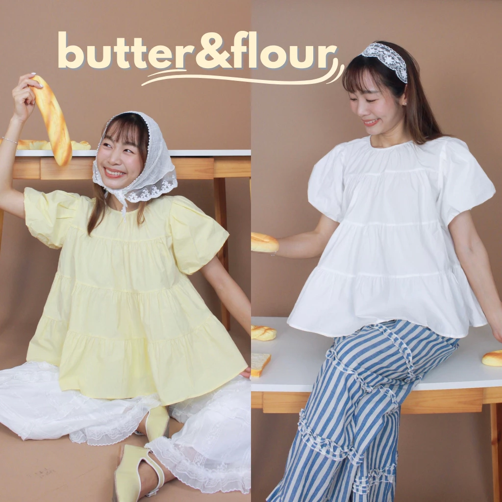 (S-3XL) CHAWY Butter & Flour Bun Blouse 🍞 C4792 เสื้อแขนพอง เสื้อตุ๊กตา
